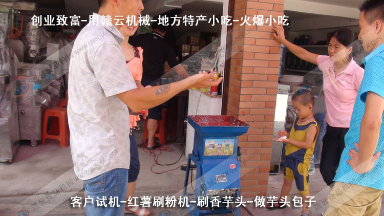 紅薯刷粉機(jī)-刷芋頭粉-芋頭包子-客戶試機(jī)-贛云機(jī)械