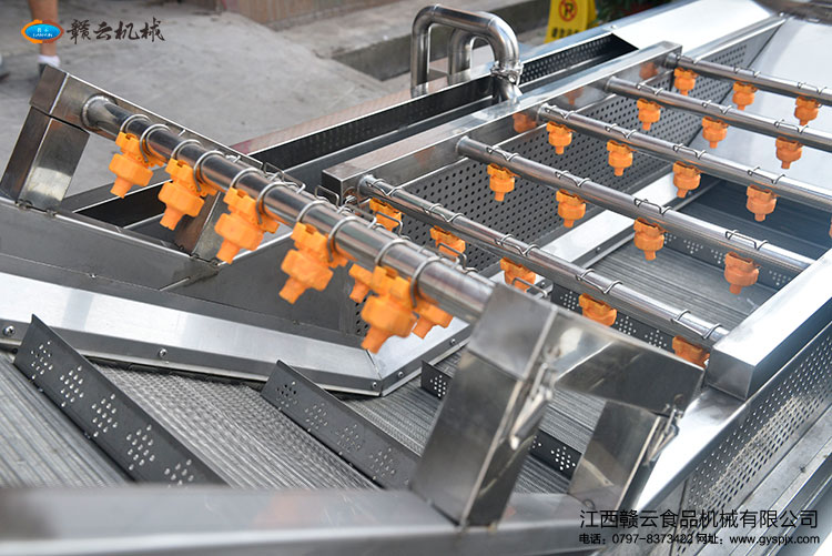 輸送上端噴頭外接干凈自來水二次沖洗